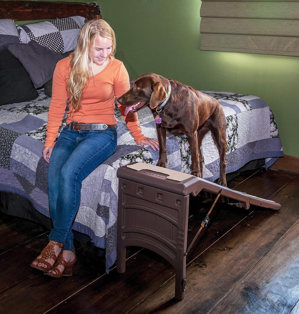 Pet Gear Free Standing Pet Ramp for Cats and Dogs, No Assembly Required, Easy Fold for Storage or Travel, Portable, Espresso