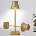 Set of 2 LED Cordless Table Light, Rechargeable Battery Powered 3 Levels Brightness Dimmable for Portable Outdoor Hotel Restaurant Dining Study Table Lamps Wood