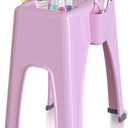 Skywin Extra Tall Shower Foot Rest with 3 Pockets to Hold Shaving Essentials 10 x 7.8 x 13 Inches - Extra Heighted Plastic Pedicure Foot Rest - Shower Stool for Shaving Legs (Pink)