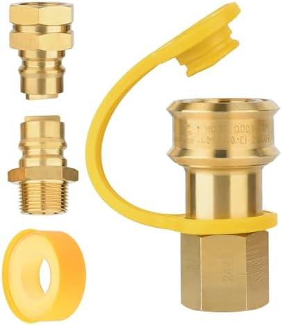 Natural Gas Quick Connect Disconnect Fittings 3/4, Propane Hose Connector for NG/LP Appliance with Male Female Pipe Thread, Use for Generator, Grill, Heater, CSA Brass