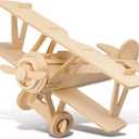 Puzzled 3D Puzzle Nieuport 17 Airplane - Wood Craft Construction Model Kit Aircraft, Fun Educational DIY Wooden Toy Assemble Model Unfinished Craft Hobby to Build & Paint for Decoration - 30pc Pack