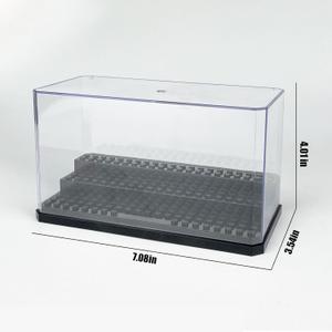 Acrylic Minifigure Display Case Stackable Action Figures Blocks Display Box, Clear Dustproof Display Case Box for Lego Lovers (1 Pack, Black)