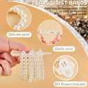 Hicarer 16 Pcs Corsage Wristlet Bracelet Wrist Corsage Prom Elastic Pearl Bands Wedding Corsages Pearl Bracelet Wedding Wristlets DIY Wrist Corsages Accessories for Bridal Shower Party(White), 2.36 Inch