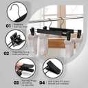 5 x 10 Pack Pants Hangers with Adjustable Non-Slip Clips Anti-Rust Hanging Hook for Trouser,Skirts,Jeans,Clothes Hangers Black