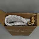 Plant Basket with Stand Indoor Planter Pot Holder Sturdy Jute Rope Modern Woven Basket, Cotton Rope Woven Pot with Bamboo Stand(10 Inch,White and Gray)