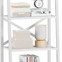 Furologee 5Tier Ladder Shelf with 2 Drawers,Narrow Bookshelf Storage Shelves,Industrial Bookcase Freestanding Rack Units for Bedroom,Living Room,Bathroom,Home Office,Balcony,Wood Metal, White