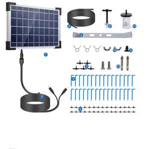 Solar Drip Irrigation System, Solar Automatic Drip Irrigation Kit System for 30 Pots Solar Powered Auto Easy DIY Watering Device with 7 Timer Modes for Green House Garden Balcony