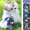 Paw Legend Washable Dogs Diapers Male Dog Belly Bands for Male Dogs Diapers Reusable Puppy & Doggie Diapers Male (5 Pack, Small)