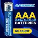 Powermax 60-Count Triple AAA Batteries, Ultra Long Lasting Alkaline Battery for Home and Office, 10-Year Shelf Life, Reclosable Packaging
