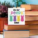 2 x HTBIG Funny Easter Bunny Decor Desk Decor Wooden Box Sign Easter Decorations Gift Wood Block Plaque Box Sign for Home Farmhouse Kitchen Bathroom Shelf Table Decoration Oh for Peeps Shake