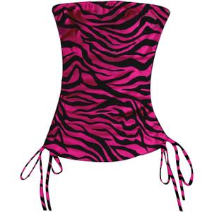 GORGLITTER Women's Y2k Gothic Strapless Tube Tank Top Grunge 2000s Clothing Bandeau Drawstring Ruched Going Out Tops (Pink, M)