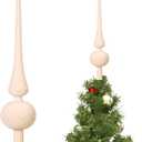 Sumind 11 Inch Beige Velvet Finial Christmas Tree Topper Vintage Spherical Tree Topper Velvet Finial Mid Century Christmas Ornament for Home Xmas Holiday Party Decorations