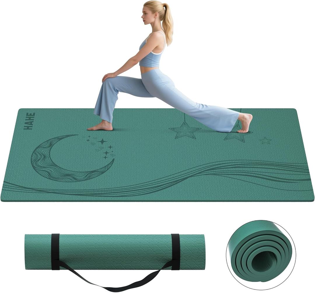 HAHE Extra Wide Yoga Mat, 72"x40"x0.4"Thick, Large Exercise Mats