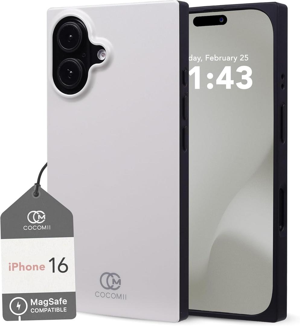 Cocomii - Rectangle Case Compatible with iPhone 16 - Compatible with MagSafe, Solid Color, Fashionable Hues, Matte, Magnetic Phone Case for iPhone 16 6.1 inch, Antique White