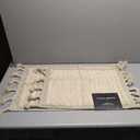 Lucky Brand Boho Rug 100% Cotton Fringe Boho Bathroom Rugs 17” x 24" + 20" X 32" Boho Bath Mat, Sadie Light Gray