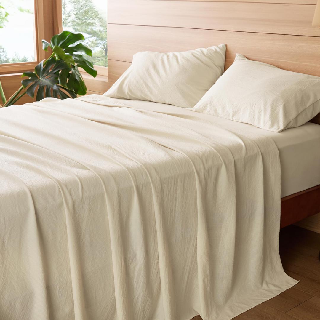 Bedsure King Size Sheets Set, Soft Bed Sheet Set, Sustainable & Moisture-Wicking Bedsheets, Easy Care, Deep Pocket Up to 16 Inches, 4 Pieces