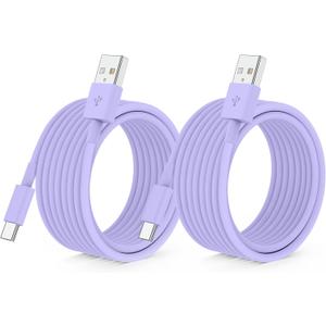 QZIIW 2 Pack Apple USB C Fast Charging Cable 15 FT for iPhone 16 15/16 15 Pro/16 15 Pro max/16 15 Plus,USB A to USB C Car Carplay Cord Compatible Galaxy S25 S24, i Pad Pro 12.9/11,Air 5th/4th Gen (Purple)