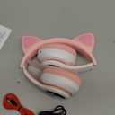 TCJJ Bluetooth 6.0 Cat Ear Kids Headphones for Girls, LED Light Up, 85dB Safe Volume Limit, Stereo Sound Toddler Foldable Wireless & 3.5mm Wired Headset with Mic for School, Tablet, Travel (Pink)