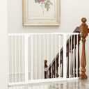 keny 29.7"-51.5" Extra Wide Baby Gate for Stairs, Easy Walk Thru Dog Gate with 21.1" Large Opening Door, Pressured Mounted No Drilling Pet Gate, 30" Tall, White