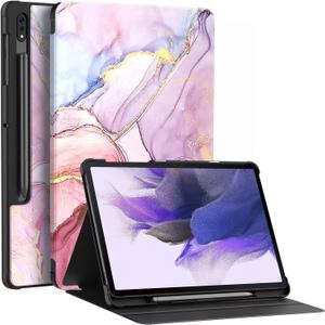 Soke Galaxy Tab S8+/S7 FE/S7 Plus Case with S Pen Holder [SM-X800/X806/T730/T736B/T970/T975] - Shockproof Stand Folio Case for Samsung Tab S8+ 2022/S7 FE 2021/S7 Plus 2020 12.4" Tablet,Dreamy Marble