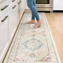 DEXI Kitchen Mats for Floor Cushioned, 23x86 Extra Large Wide Runner Rug Non Slip, Waterproof Soft Comfort Standing Padded Anti Fatigue Decorative, Light Beige