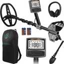 Metal Detector for Adults,Professional Higher Accuracy Metal Detector Kit with 12" IP68 Waterproof Search Coil with LCD Backlight,5 Modes,Gold Detector for Beach Hunting (Black&Grey)