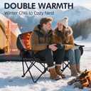 Heated Double Camping Chair - Heated Loveseat Chair for 2 Person Heavy Duty Oversized Padded Camping Couch for Adults Outdoor Sports Lawn Portable Folding Chairs, 40.5 Inches X 18.9 Inches X 18.5 Inches