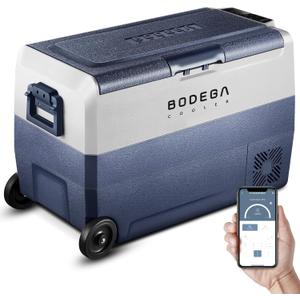 BODEGACOOLER 12 Volt Portable Refrigerator,53 Quart Car Fridge Dual Zone -4℉-68℉,50L Car Freezer APP Control,Electric Compressor Cooler 12/24V DC and 100-240V AC for RV, Camping, Travel, Truck, Vehicles