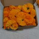 Hananona 50 Pcs Marigold Flower Heads Bulk, Silk Marigolds with Stems Artificial Mexican Flowers for Diwali Day of The Dead Dia De Los Muertos Ofrenda Decor (Orange)
