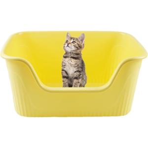 Jumbo Litter Box with High Side,21.45 x 16.14 x 10.43 Inches Extra Large Cat Litter Box Anti Splashing Non-Stick Low Entry Cat Litter Pan Easy Clean for Small Medium Cat(Yellow) Jumbo Litter Box with High Side,21.45 x 16.14 x 10.43 Inches Extra Large Cat Litter Box Anti Splashing Non-Stick Low Entry Cat Litter Pan Easy Clean for Small Medium Cat(Yellow)
