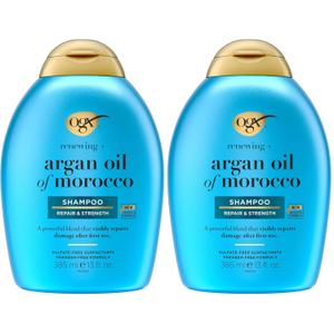 OGX Renewing +Cold-Pressed Argan Oil of Morocco Hydrating Hair Shampoo, Help Moisturize, Soften & Strengthen Hair, Paraben-Free with Sulfate-Free Surfactants, 13 fl oz (Pack of 2)