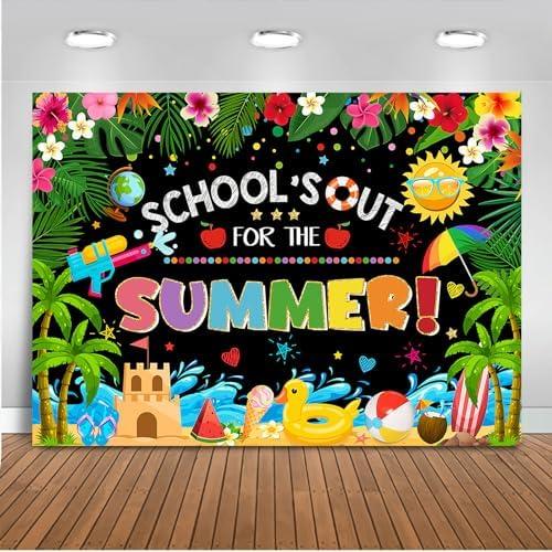 Mocsicka School's Out for The Summer Backdrop 7x5ft Kids Class Summer End of School Year Theme Background Congrats Kindergarten Preschool Primary School Graduation Decoration Supplies