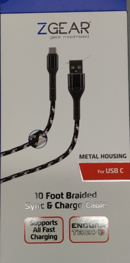 Zgear Metal Housing for USB C, 10ft Braided Sync & Charge Cable