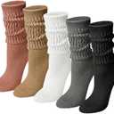 5 Pairs Slouch Socks for Woman - Retro Womens Slouch Socks - Soft Solid Ankle Sock Size 5-11