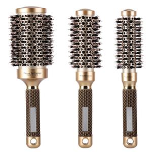 3 Pcs Boar Bristle Round Brush for Blow Drying, Nano Thermal Ceramic and Ionic Tech Hair Brush for Curling and Straightening - LargeMedium and Small Round Brushes