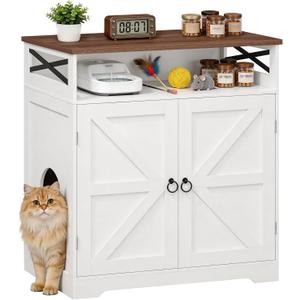 MAHANCRIS Litter Box Enclosure, Tall Cat Litter Box Furniture with Storage