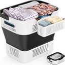 Collapsible Laundry Basket, 10.5 Gallons (40L) Laundry Basket Upgraded With a Storage Box, Laundry Hamper for Laundry Room Organization & Storage Foldable Clothes Hamper Container/Organizer - Black