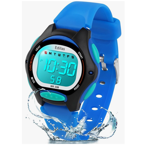 Edillas Kids Watches Digital Girls Boys, 7 Colors Light Wrist Watch for Child Waterproof Sport Outdoor Multifunctional Wristwatches with Stopwatch Alarm for Ages 4-15