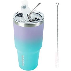 BJPKPK 30oz Tumbler Stainless Steel Double Wall Vacuum Insulated Mug with Straw and Lid for Women and Men,Lavender Green