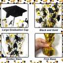 FUBININA 6 Pack 2026 Graduation Table Centerpiece Party Decoration Metallic Foil Spray Glitter Graduate Cap Decor Star Table Top for Graduation Parties Grad Ceremonies Party Favor, Black and Gold