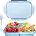 ASYH Bento Box Upgraded 3 Compartment Lunch Box with Utensils, Leakproof Lunch Containers for Adults Office, BPA Free and Microwave Safe (Blue-1150ML)