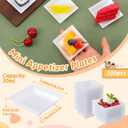 100 Pcs Mini Appetizer Plates Bulk 1 oz 2.4 Inch Square Plastic Dessert Plates Disposable Appetizer Tray for Wedding Summer Pool Beach Backyard Luau Party Shower Cake Birthday (White)