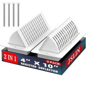 Floor Vent Covers with Vent Deflector, Adjustable Floor Register 4x10, Air Vent Deflector Includes Mounting Screws for Floor Wall & Ceiling for Easy Install, 2 in 1 Floor Vents, White, 2 Pack