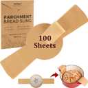 Parchment Paper Bread Sling for Sourdough Baking, Pre-Cut Unbleached Parchment Liner for Dutch Oven, Baking Supplies for Bakers, Non-Stick Sour Dough Transfer (100 Sheets, Round)