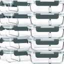 M MCIRCO 10-Pack,30 Oz Glass Meal Prep Containers 2 Compartments Airtight Lunch Bento Boxes with Lids, Glass Food Storage Containers, Microwave, Oven, Freezer and Dishwasher