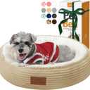 Cat Bed, 23In Dog Beds for Small Dogs, Calming Cat & Dog Beds for Indoor Pets, Pet Beds Comfortable Donut Round Ultra Soft (Camel, 23" L x 23" W x 6.5" Th)