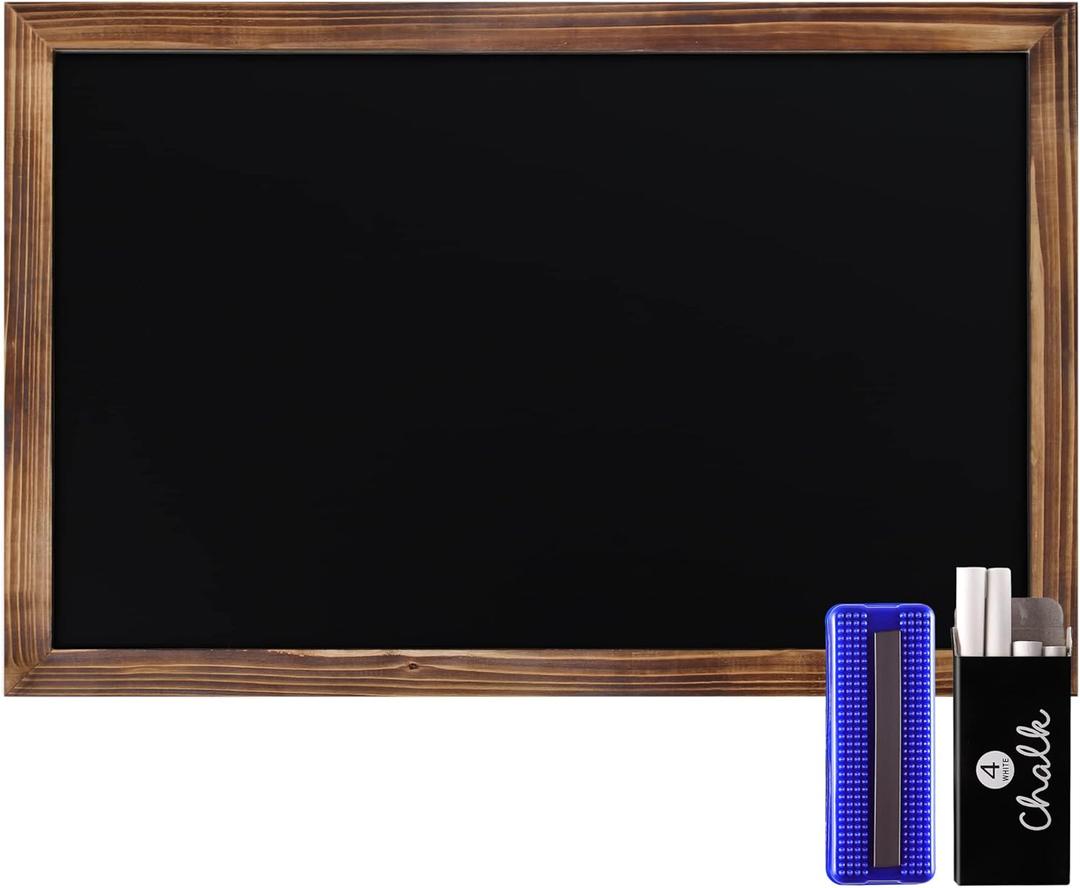 HBCY Creations 11" X 17" Torched Brown Solid Wood Frame Wall Chalkboard, Magnetic Surface, Home Dcor, Restaurant & Caf Menus, Blackboard, Includes Chalk, Eraser & Hanging Hardware
