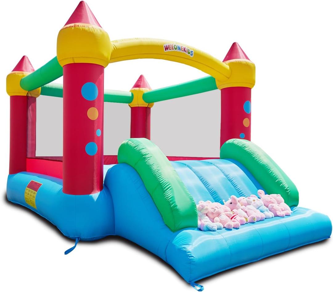 Air Bounce House, Inflatable Bouncer with Air Blower and Slide, Jumping Family Backyard Bouncy Castle with Extra Thick Material