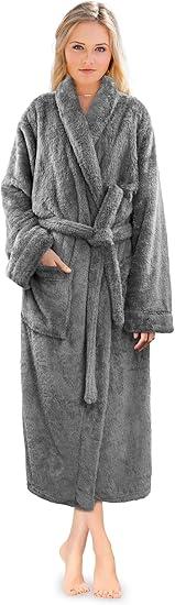 PAVILIA Premium Womens Plush Soft Robe Fluffy, Warm, Fleece Sherpa Shaggy Bathrobe S/M