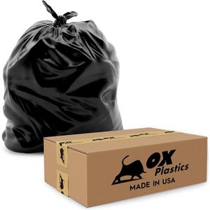 55 Gallon Trash Bags Heavy Duty  Large Black Contractor Bags 36x52"  Industrial, Yard Waste, Lawn & Leaf, Construction Garbage Can Liners  Made in USA (3 Mil, 100 Count)